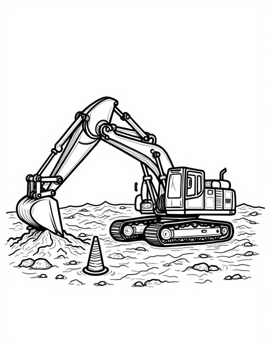 Digger at Work coloring page