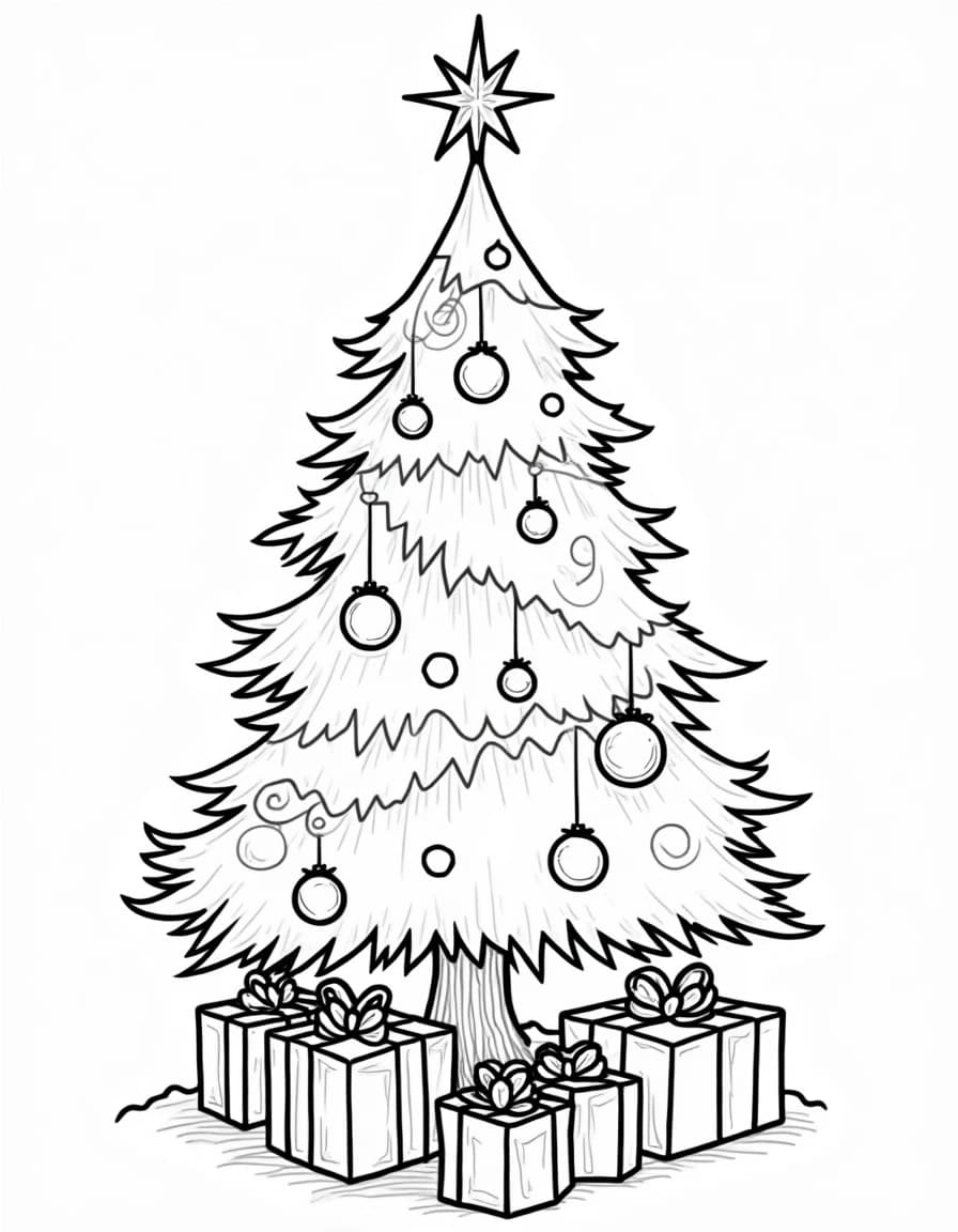 Christmas Tree โ free printable coloring page