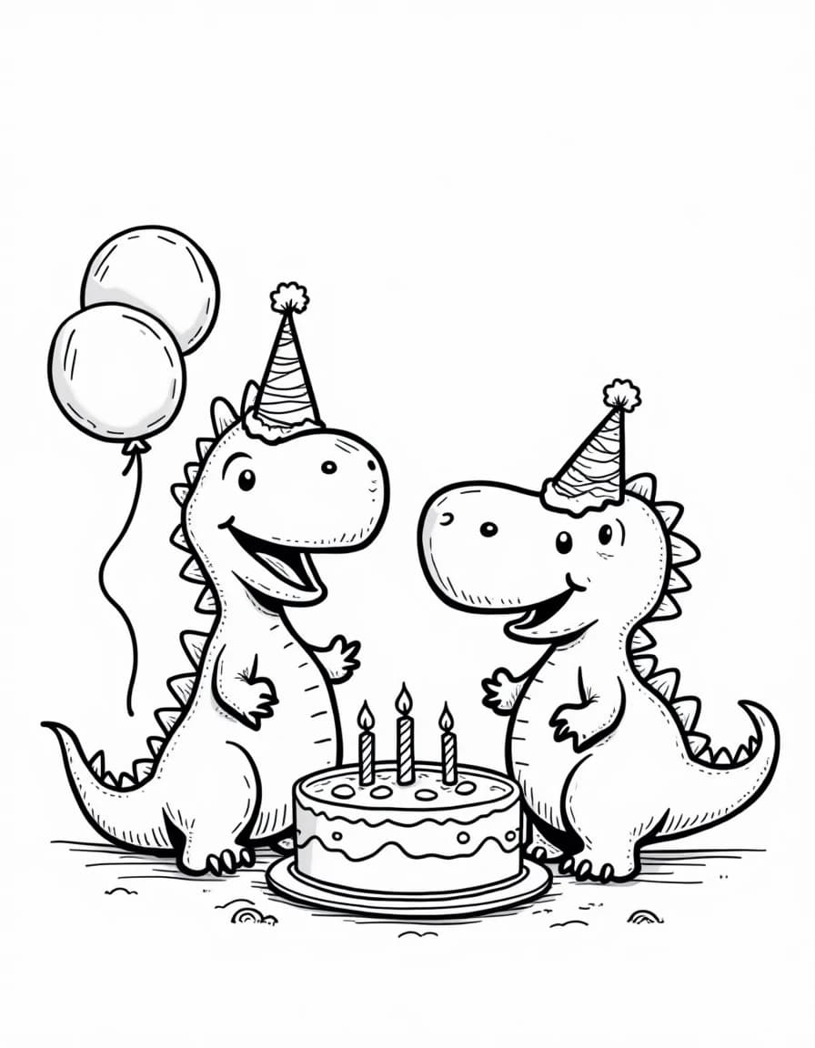 Dino Birthday Party coloring page