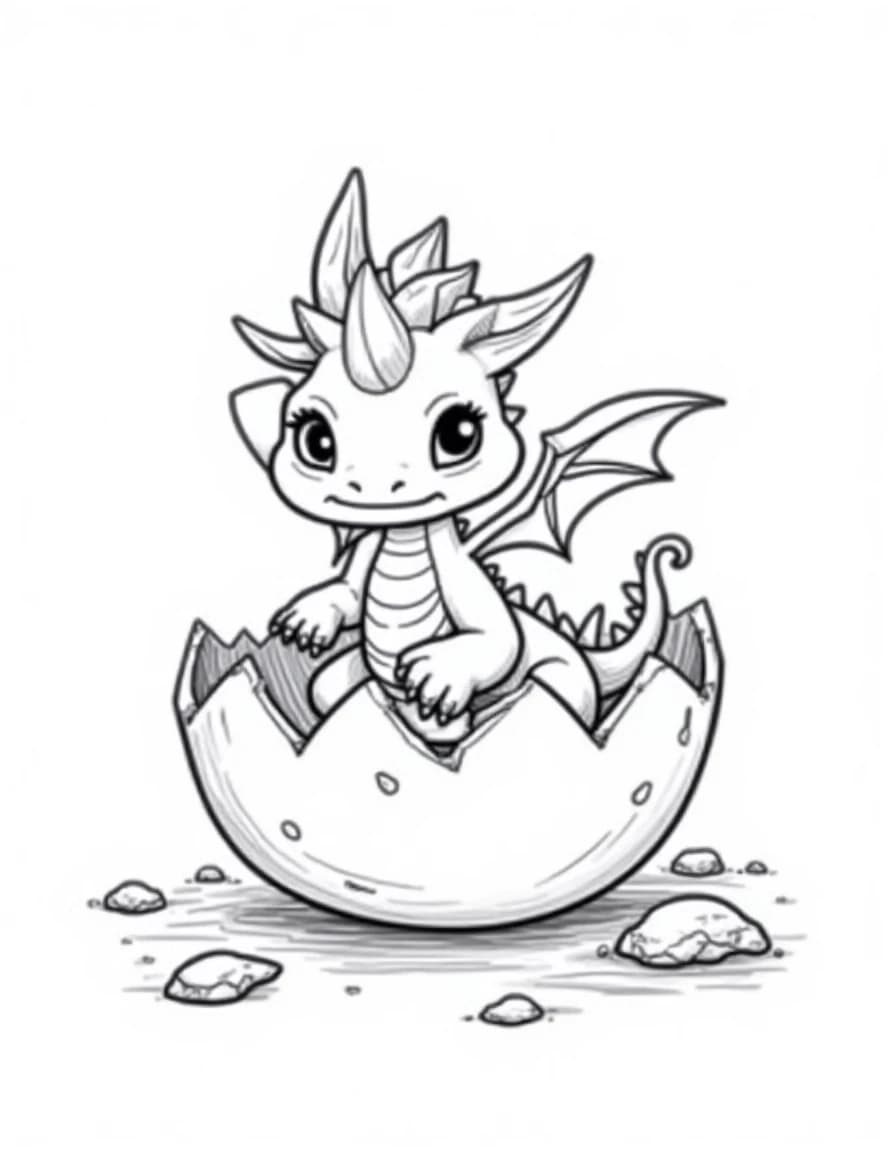Baby Dragon Hatching coloring page