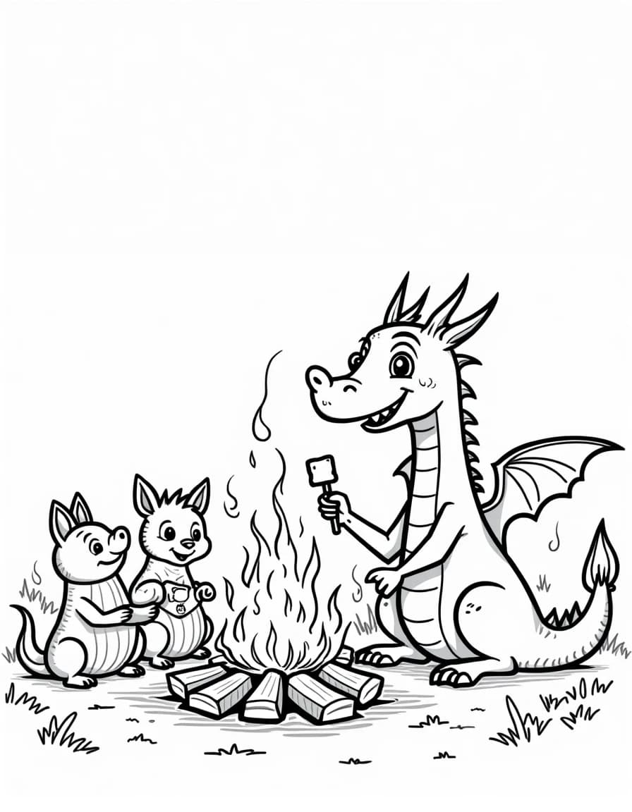 Marshmallow Roast โ free printable coloring page
