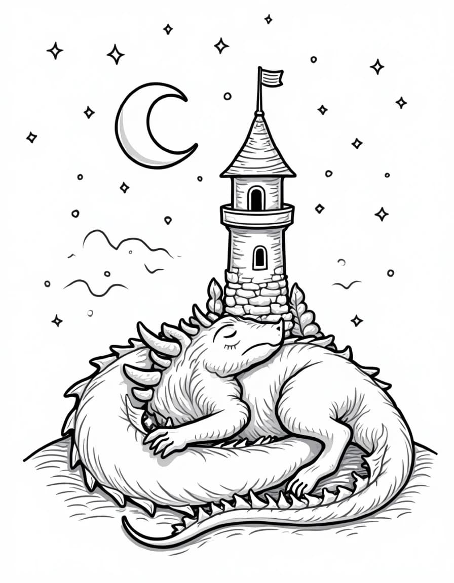 Sleeping Dragon coloring page