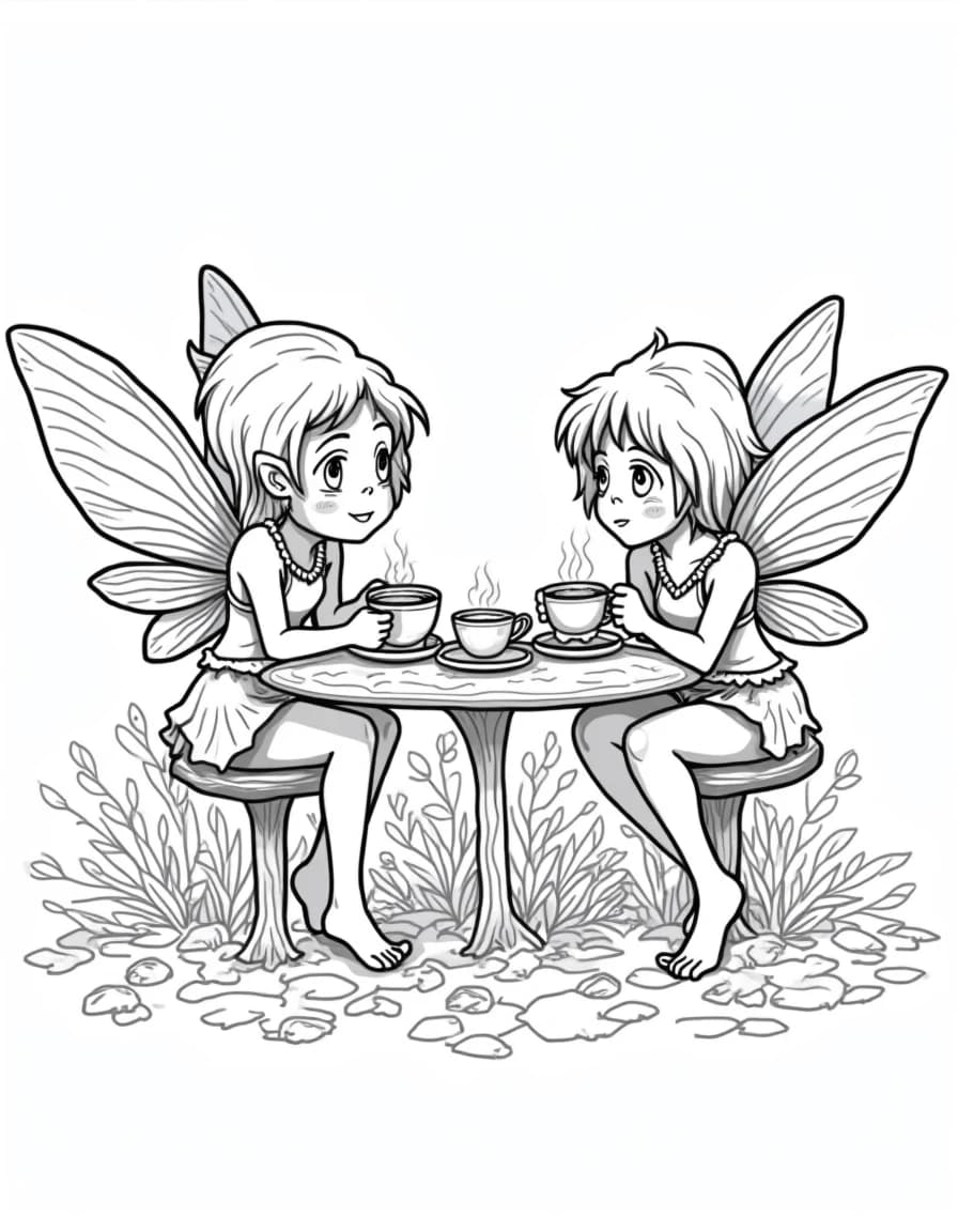 Fairy Tea Party coloring page