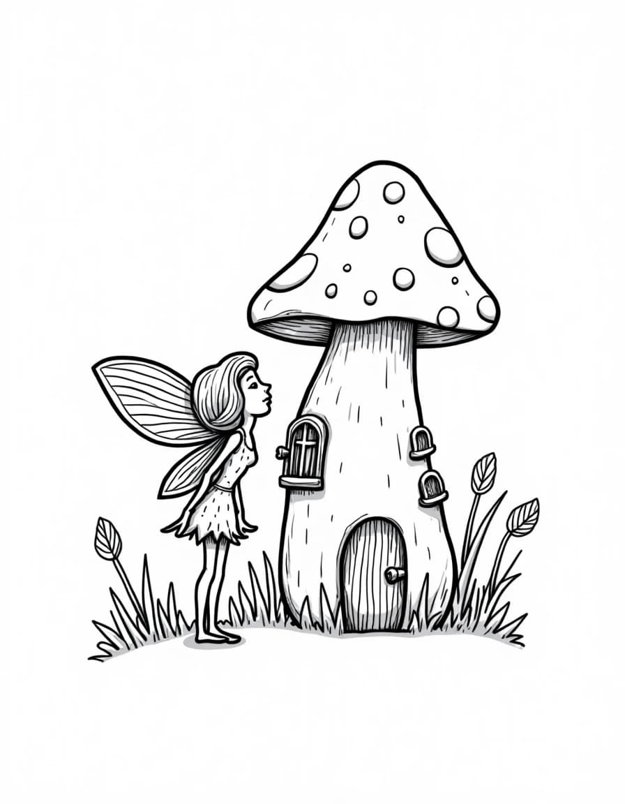 Mushroom House coloring page