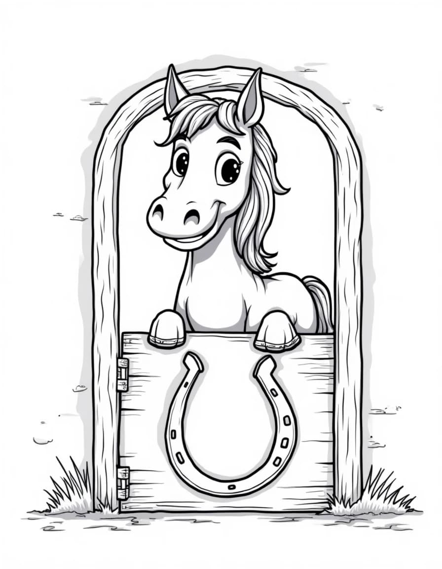 Horse at the Stable coloring page