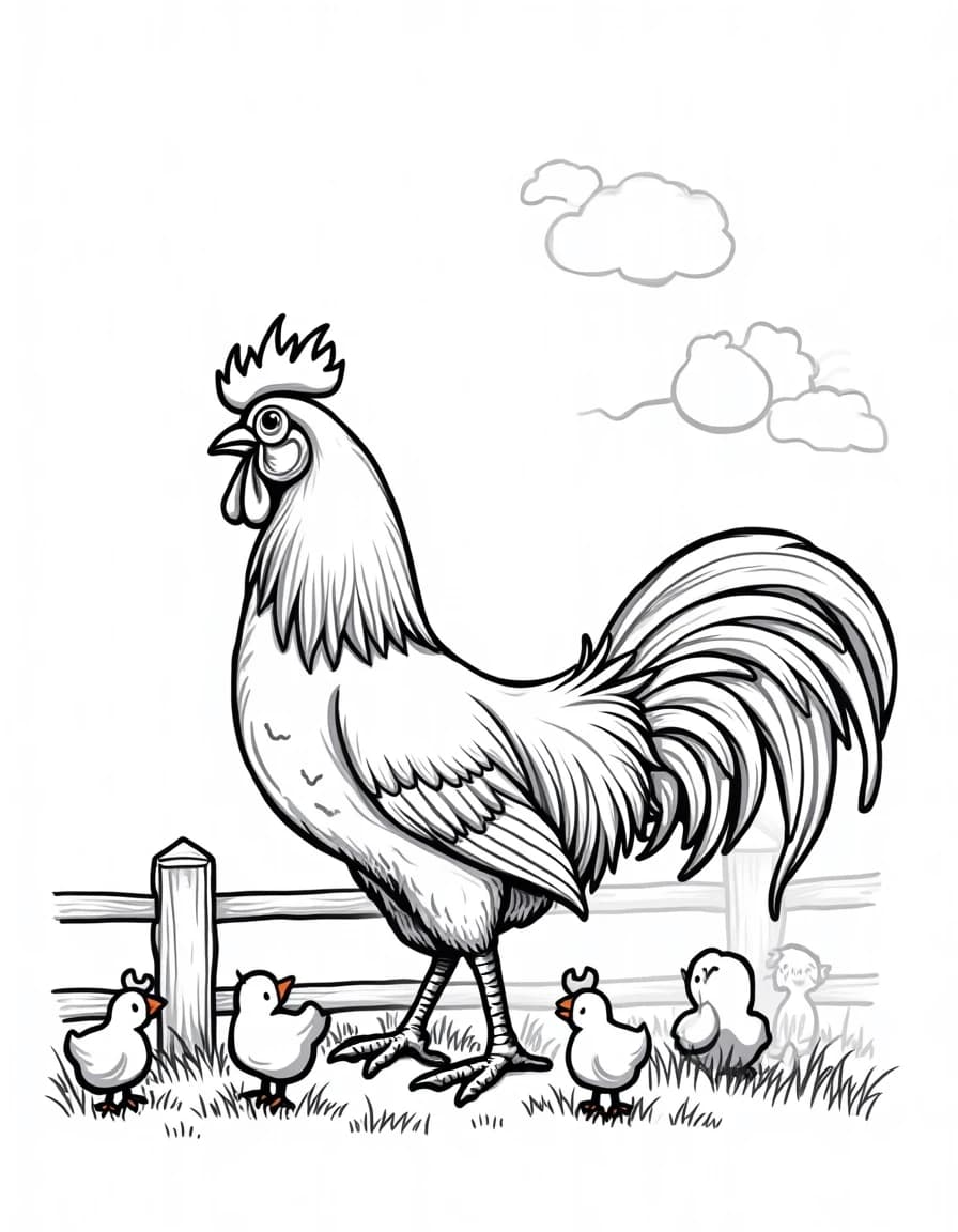 Morning Rooster coloring page