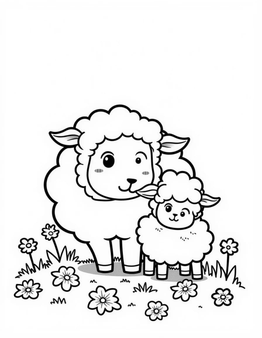 Sheep & Lamb coloring page