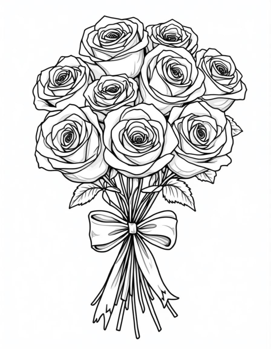 Rose Bouquet coloring page