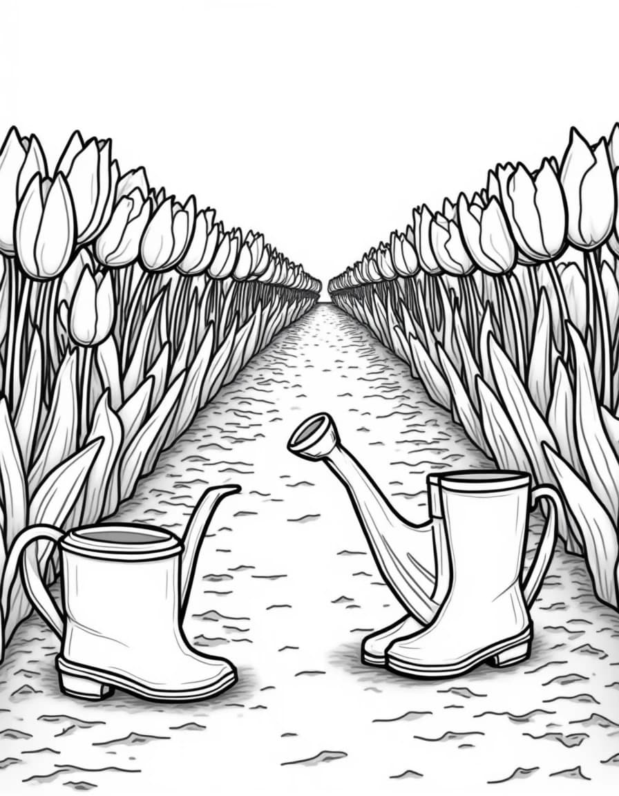 Tulip Garden coloring page