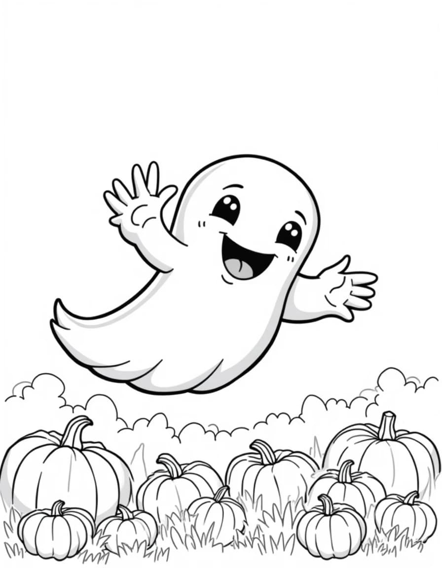 Friendly Ghost โ free printable coloring page