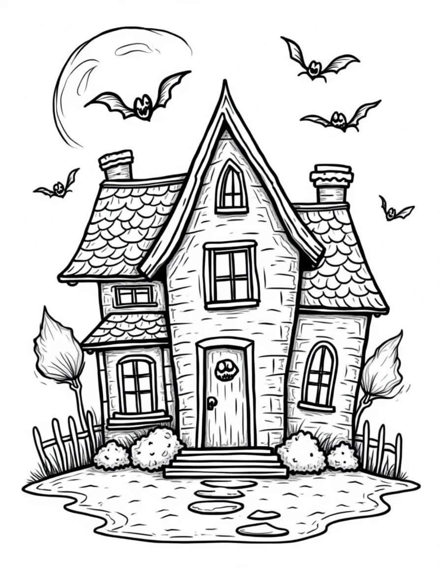 Cute Haunted House coloring page