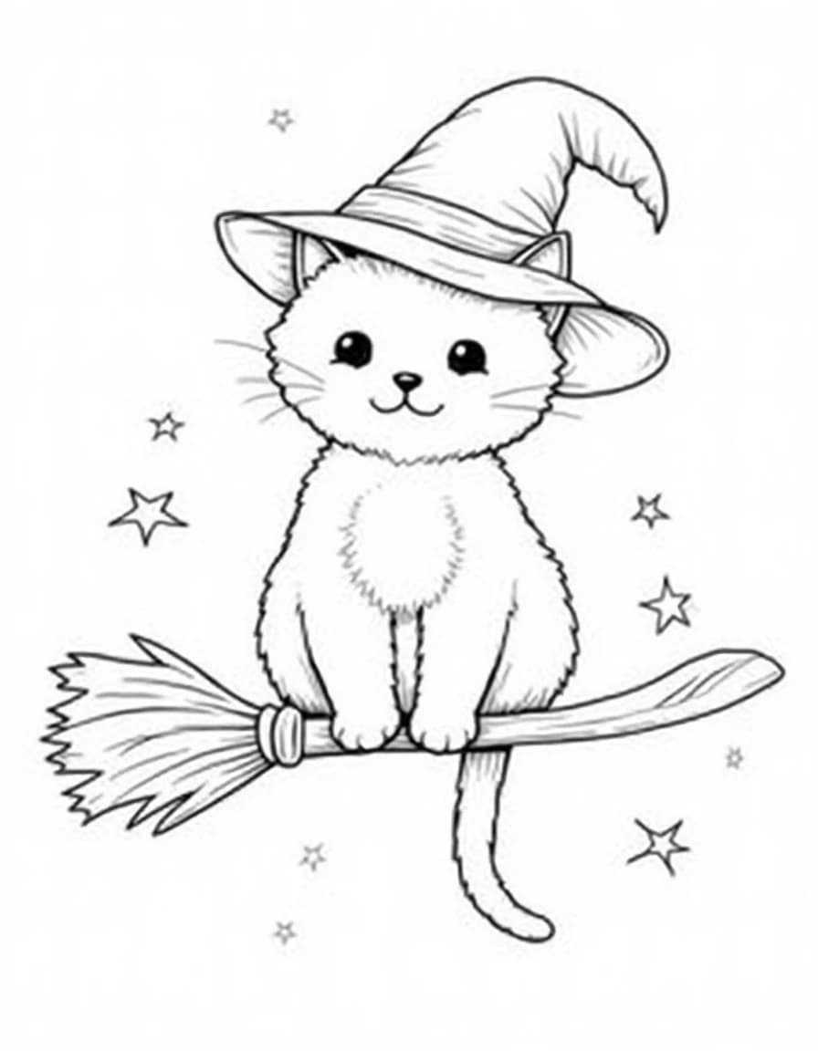 Witch's Cat coloring page