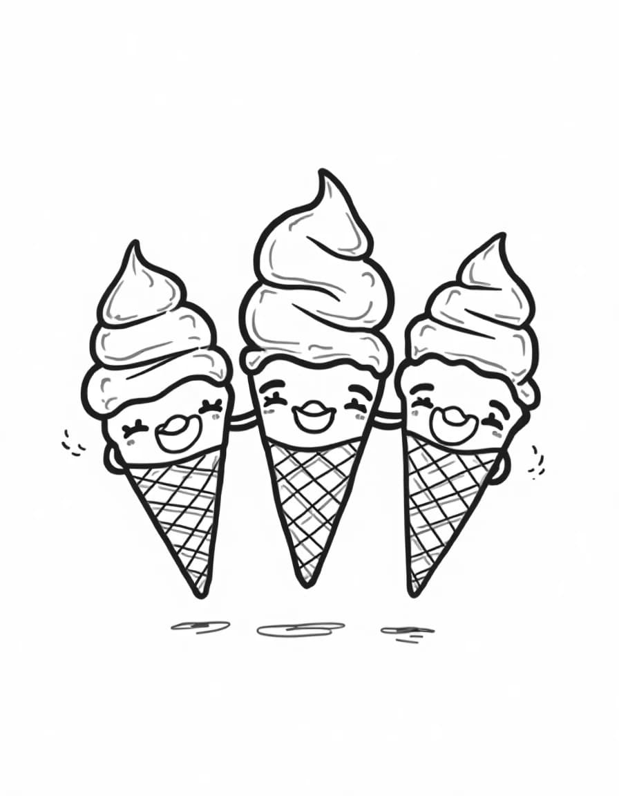 Ice Cream Friends coloring page