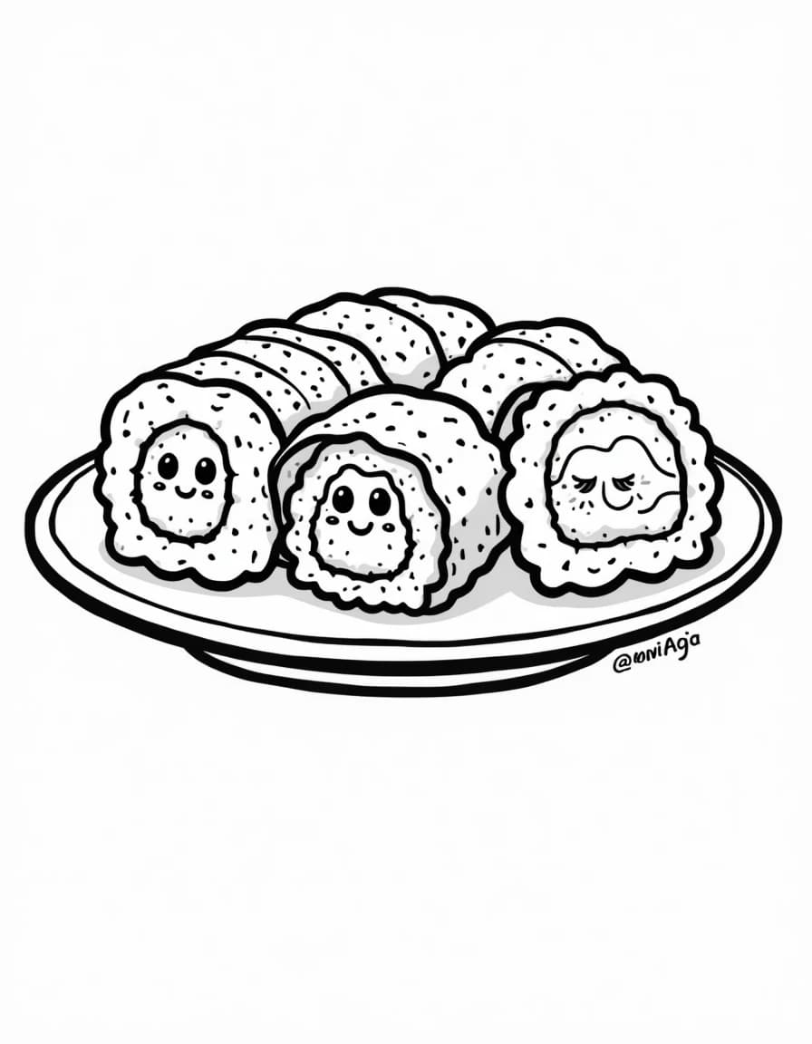 Smiling Sushi coloring page