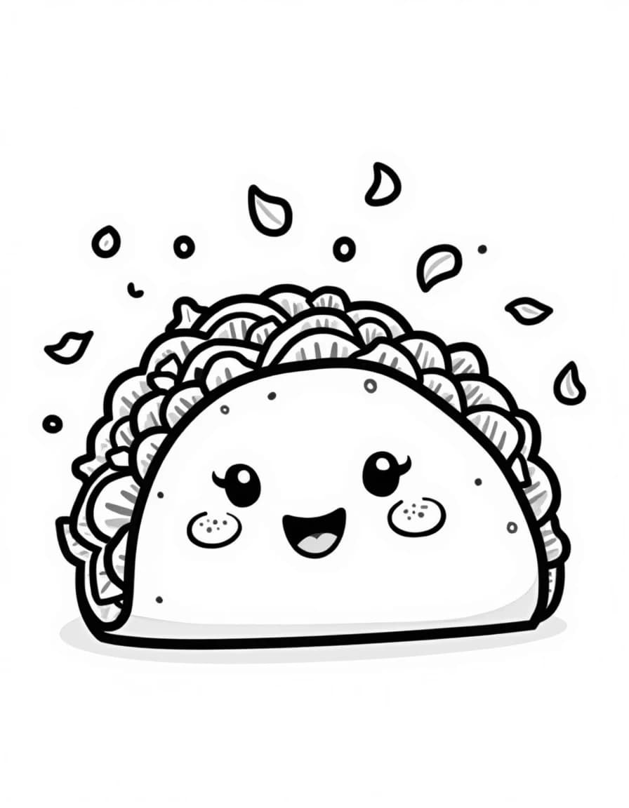Happy Taco โ free printable coloring page