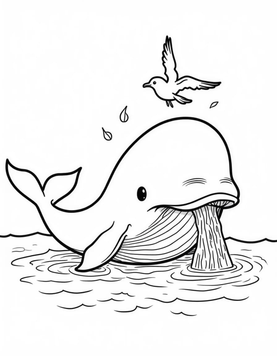Whale with Spout coloring page