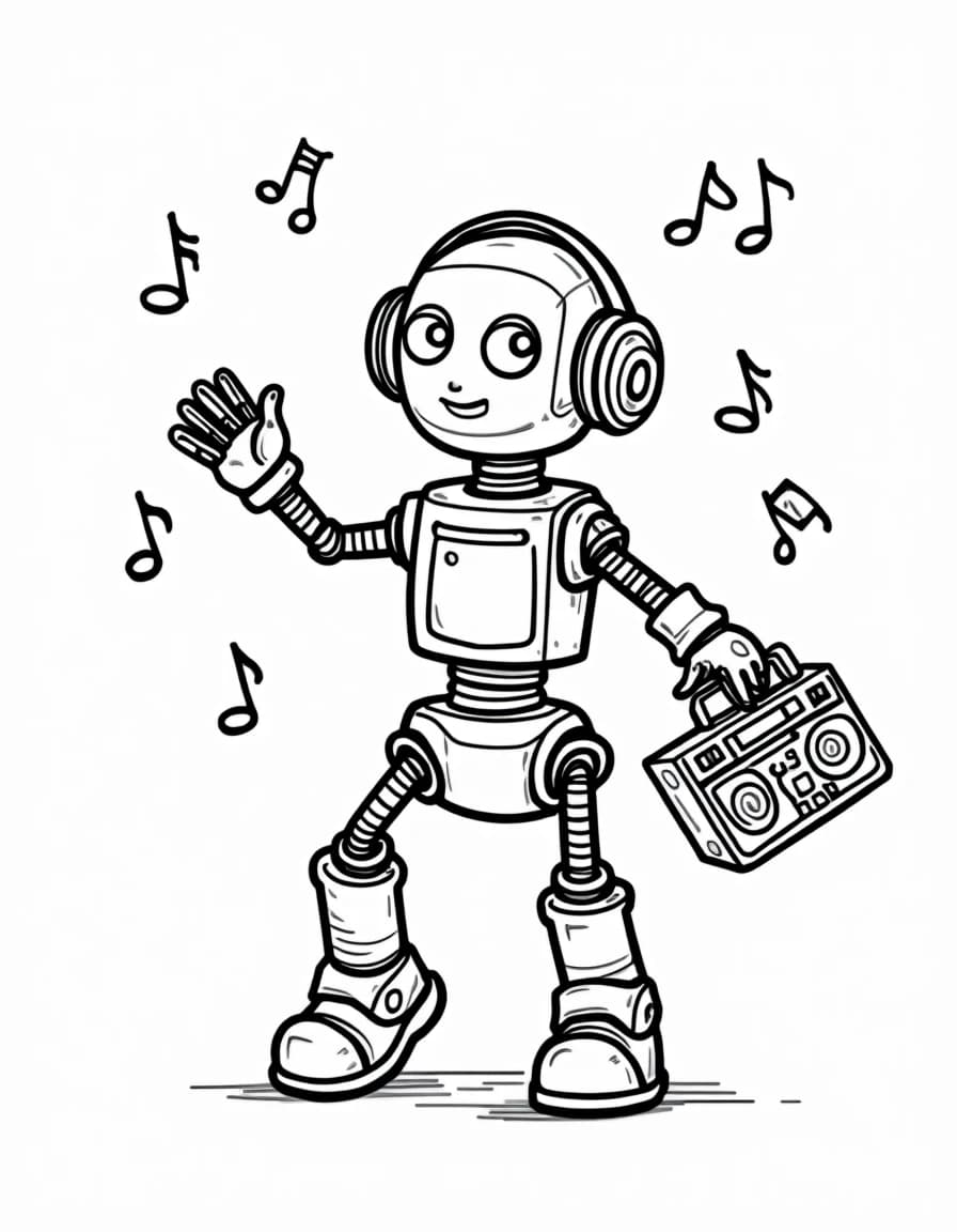 Dancing Robot coloring page