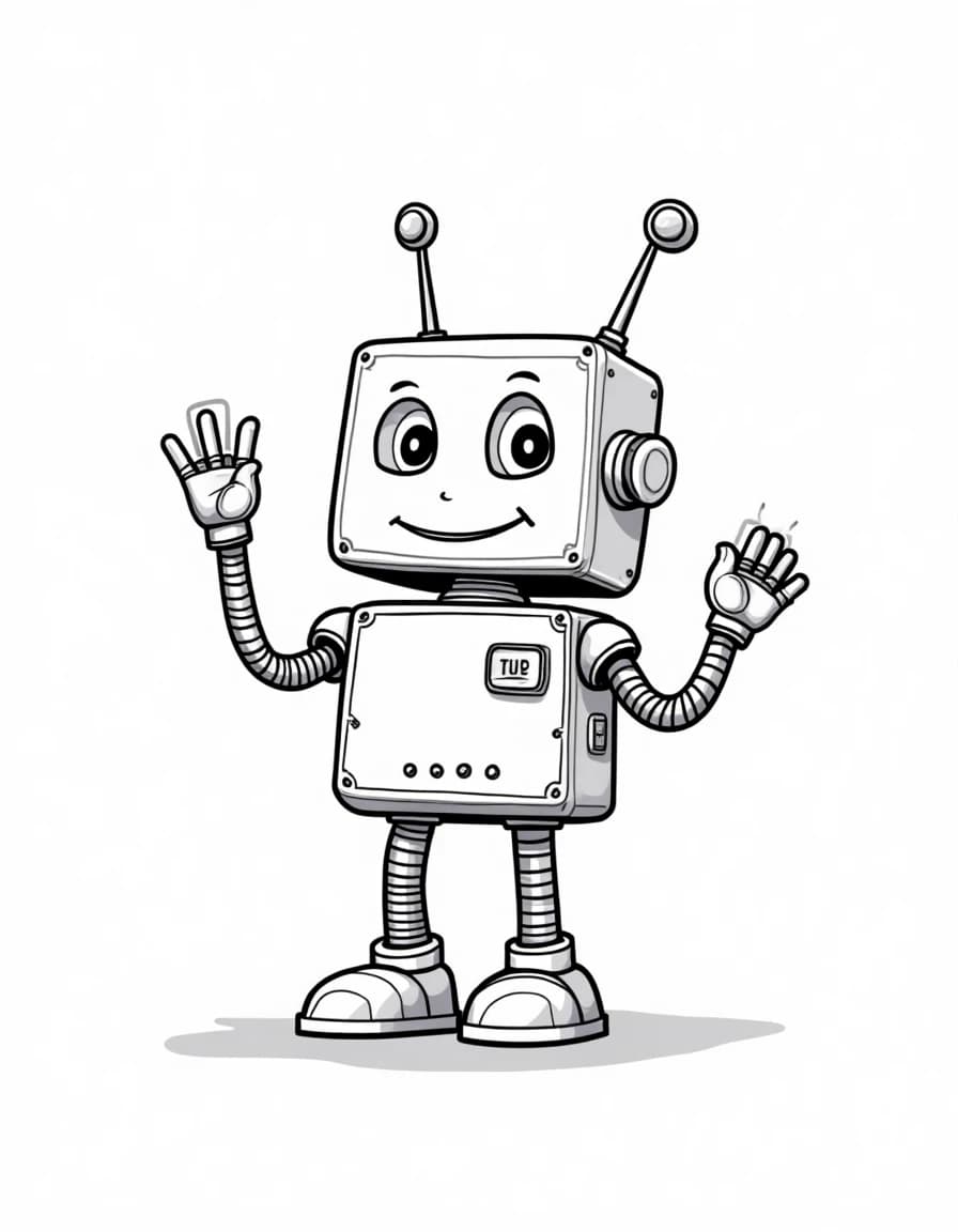 Happy Robot coloring page
