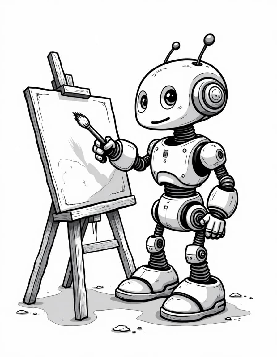 Robot Painter coloring page