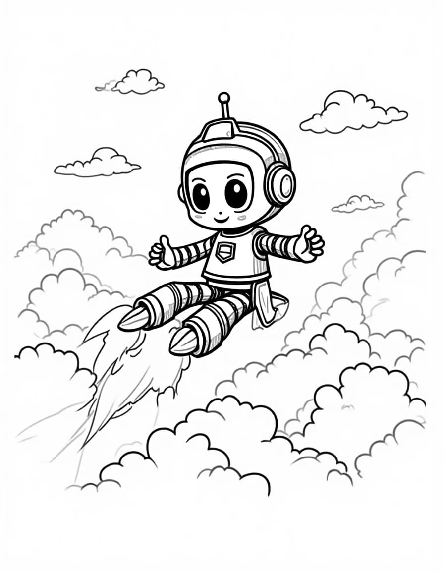 Rocket Robot โ free printable coloring page