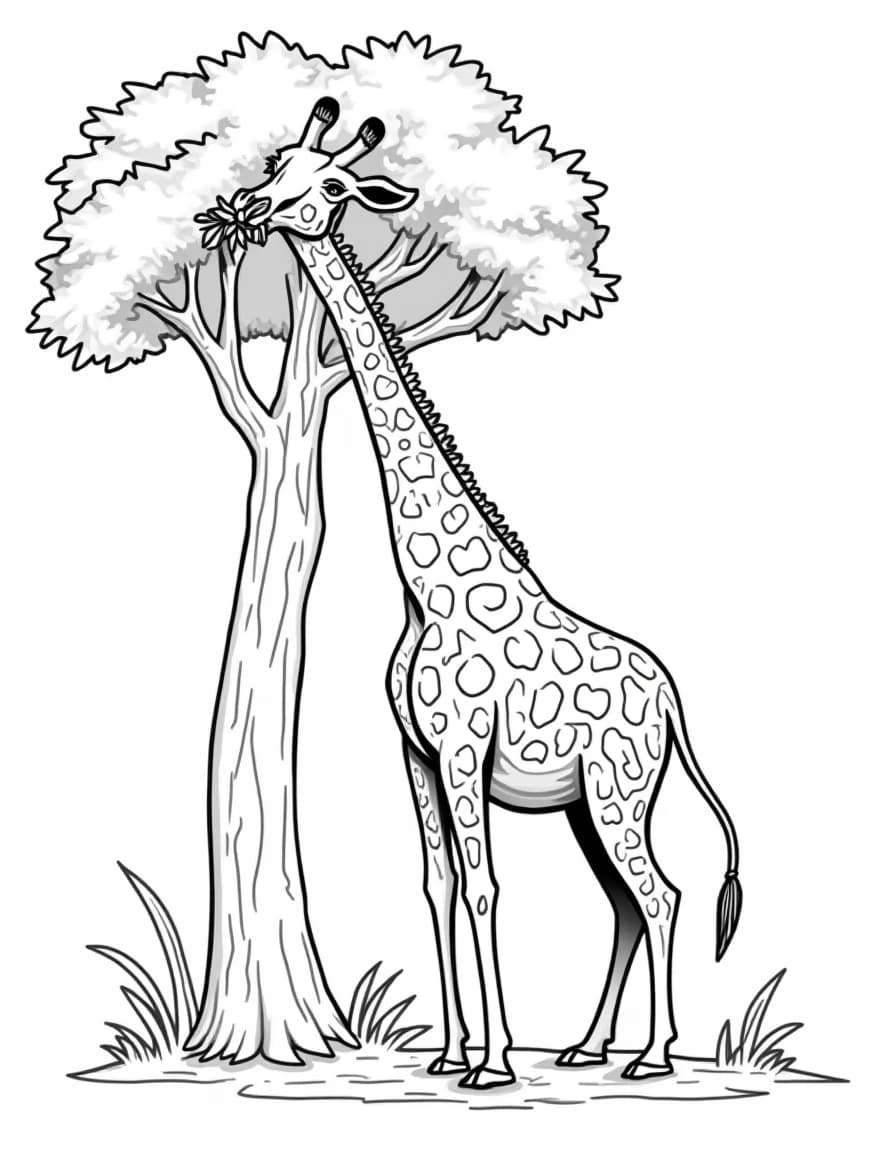 Tall Giraffe โ free printable coloring page