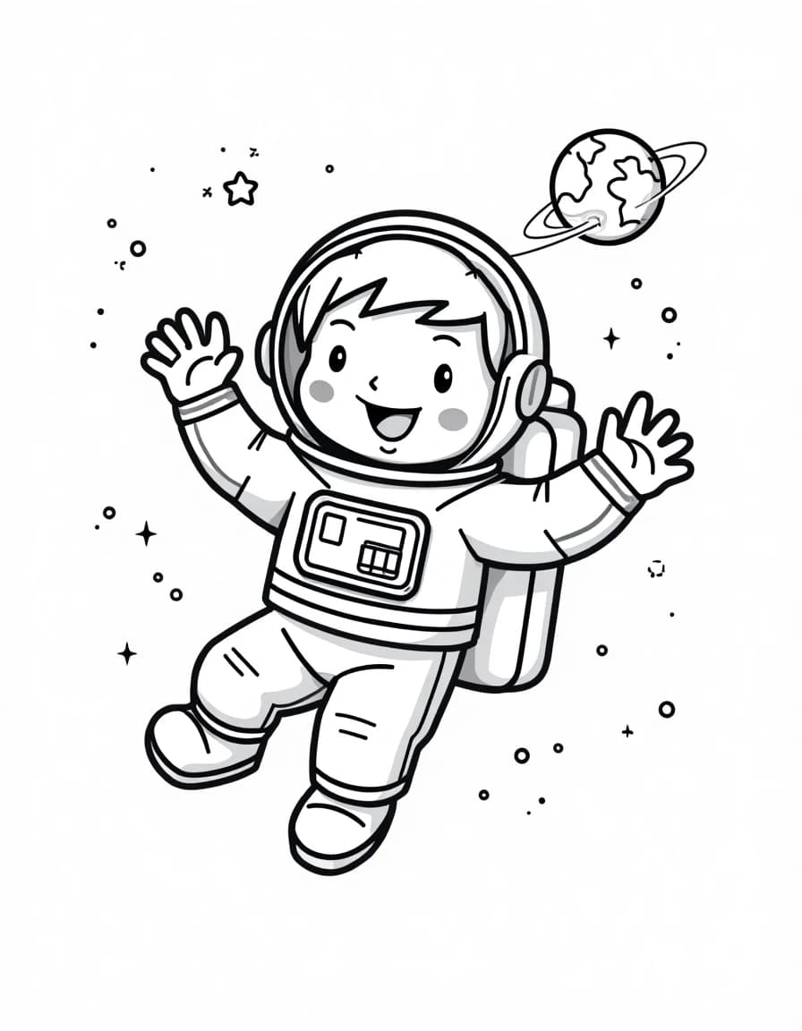 Kid Astronaut coloring page