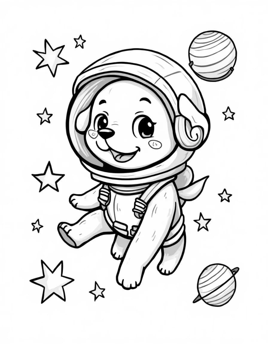 Space Dog โ free printable coloring page