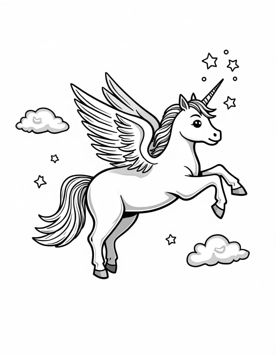 Flying Unicorn coloring page