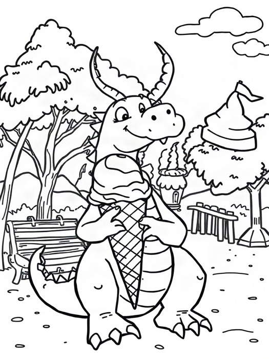 Coloring page generated from a text idea